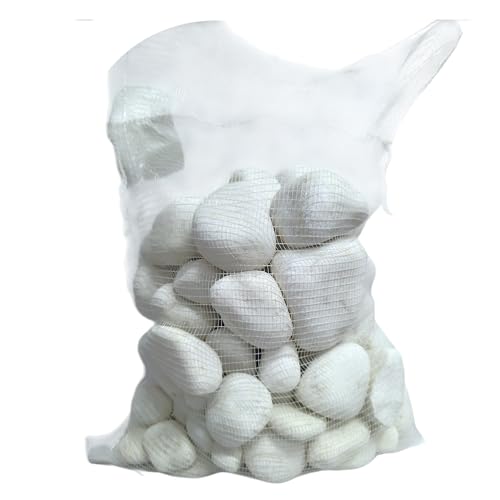 Saco Piedra Decorativa Blanca Canto Rodado 40 60 mm 20 kg – Ideal para Jardines, Rocallas, Macetas Grandes y Paisajismo Exterior