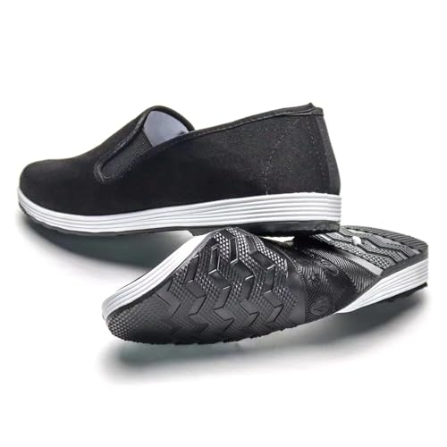 Tai Chi Shoes,Chinese Traditional Canvas Kung Fu Shoes, Martial Arts Old Beijing Shoes, Black Rubber Sole Unisex - Image 4