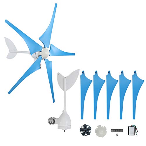 Wind Generator, Wind Generator Kit, 400W 24V Wind Generator with 5 Blade Controller Power Wind Wheel, Solar and Wind Power Parts Accessories