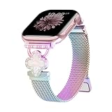 【Bracelet magnétique en métal pour Apple Watch 11 Band】Ce bracelet pour Apple Watch est fabriqué en acier inoxydable respirant et décoré de strass étincelants. Il est bien poli, imperméable et résistant à la transpiration, robuste et durable. Il est non irritant et prévient les irritations et les éruptions cutanées et offre un excellent confort de port. Un superbe cadeau pour tous les amateurs d'iWatch, adapté à différentes tenues et occasions