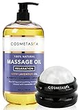 Sensual Lavender Massage Oil with Massage Roller Ball - No Stain 100% Natural Blend of Spa Quality Oils for Romantic, Calming, Aromatic, Soothing Massage Therapy for Couples