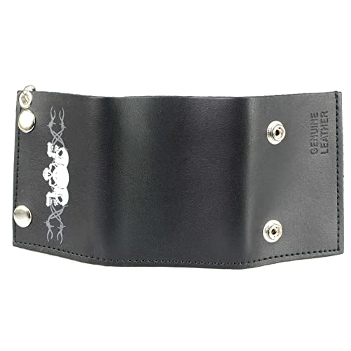 Image of Milwaukee Leather MLW7889 Men's 7.5 inch Black Premium Leather Soft Biker Wallet - Bi-Fold Anti-Theft Stainless Steel Chain