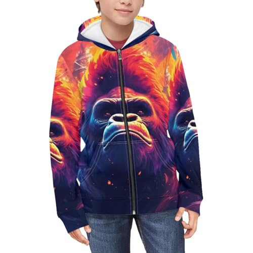 Cool Graphic Animal Hoodies for Boys Casual Daily Basic Zip Up Hoodie with Pocket3