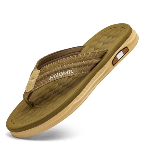 Image of Mens Flip Flops Thong Sandals Lightweight Comfortable Summer Beach Slides Soft Cushion Footbed Open Toe Slippers for Pool Showers Dorms Water Friendly Indoor and Outdoor
