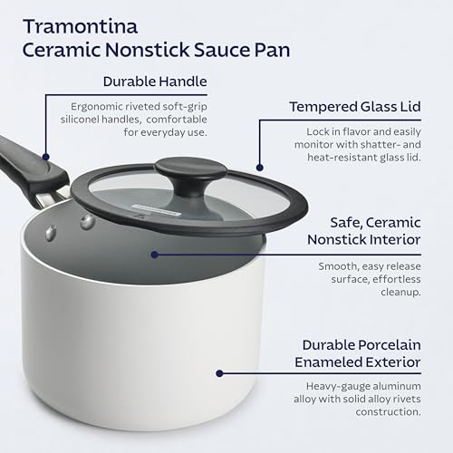 Image of Tramontina Ceramic Non Stick 6-Piece Nesting Sauce Pan Set - White