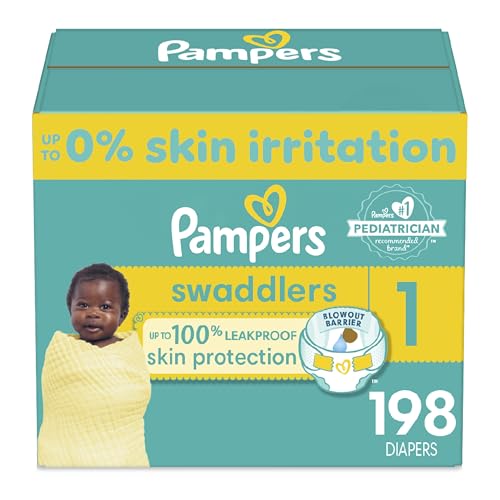 Image of Pampers Swaddlers Diapers - Size 1, One Month Supply (198 Count), Ultra Soft Disposable Baby Diapers