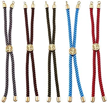Image of Satra Traders Adjustable Nylon Slider Bracelet Twisted Cord with Brass Findings | Size : 23cm | Qty : 5pcs | Dark Purple