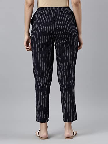Image of GO COLORS Ikat Print Beige Printed Pencil Pant for Women | Breathable, Side Pocket