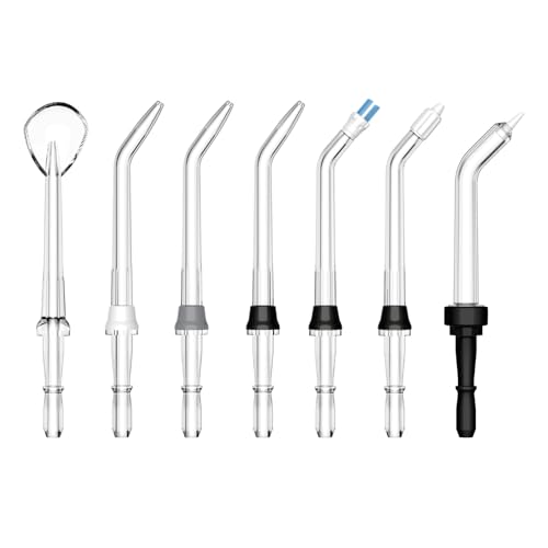 HEYAXA Water Flosser & Ultrasonic Electric Toothbrush Combo 2411WF, Water Flosser Replacement Tips, 7 Pcs, Black