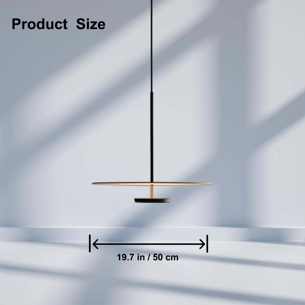 19.7'' Flying Saucer Pendant Light UFO Black Nordic MCM Mid Century Pendant Light Scandinavian Style Modern Minimalist Hanging Light Fixture for Dining Room Bedroom Kitchen Island Living Room