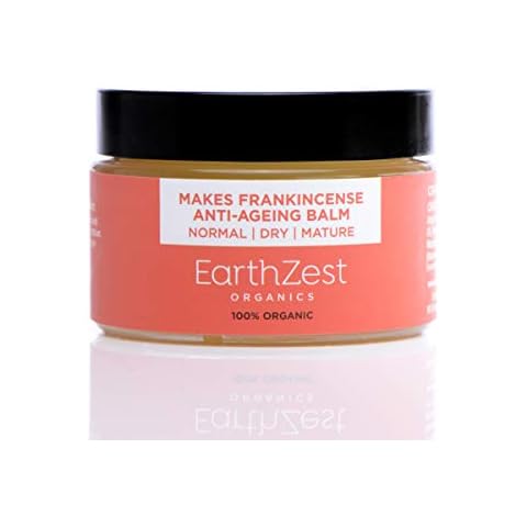 Frankincense Night & Day Cream - Anti Ageing, 100% Organic & Certified Vegan, Best for Normal Dry Dull Mature Sensitive Skin. Highly Concentrated, Effective & Long-Lasting. NO Synthetic Chemicals or Added Water. Used by Downton Abbey's MyAnna Buring. Perfect Travel & Gift Size. Made in the UK by EarthZest Organics Cover