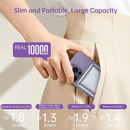 Euker Wireless Portable Charger 10000Mah Magnetic Fast Charging Power Bank, Pd 20W Mag-Safe Battery Pack With Led Display And Foldable Stand For Iphone 13&12/Pro Max/Pro/Mini, Blue #TOP4