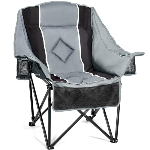 Oversized Camping Chairs Extra Wide 400lbs Capacity, Heavy Duty Folding Outdoor Chair with 2 Cup...