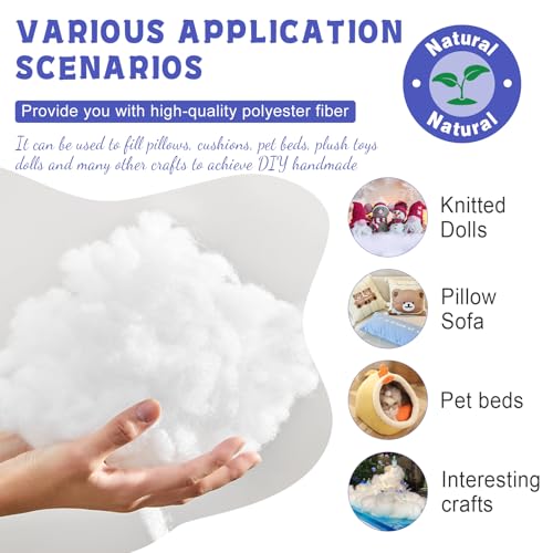 Image of BUTUZE 2.6lb Polyfill Stuffing, (4.4lb-2.1oz) Fiberfill for Crafts, Polyester Fiber Fill, Resilience Fill Fiber for Stuffing Pillow and Home Decoration Projects