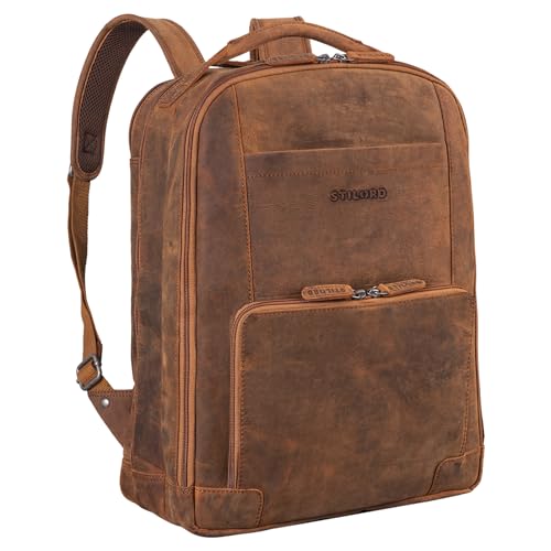 LUYYBDBG Leder Rucksack Für Männer - Vintage Style 17 Zoll