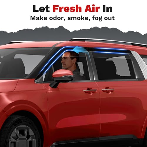 Image of Canvcle Carnival Rain Guards - Window Visors for Kia Carnival 2022-2025 2026, Outside-Mount Tape-On Side Window Wind Deflectors for Carnival Accessories, Vent Visors Shades Rainproof 4PCS