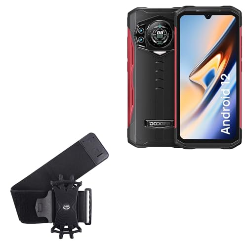 BoxWave Holster Compatible with Doogee S98 - ActiveStretch Sport Armband, Adjustable Armband for Workout and Running - Jet Black