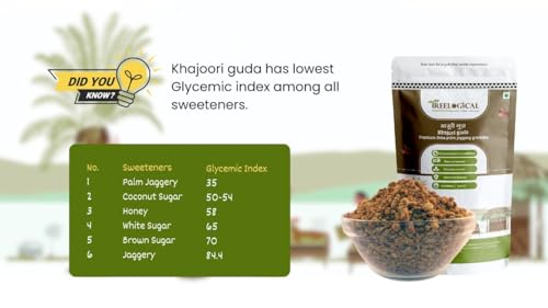 Image of Treelogical Khajuri Guda, Premium Date Palm Jaggery Granules (250 gm), khajur gud powder, Nolen Gud /patali gud /Bengal gud / karupatti gud /LoW GI, Additive-Free Sweetener, Rich in Iron and Calcium, 100% natural sweetener, healthy substitute for sugar