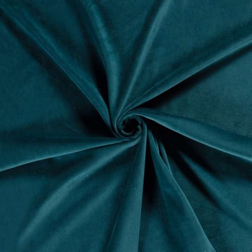 Tissu Velours d'ameublement Eclat d'Intérieur uni Bleu canard - Par 50 cm