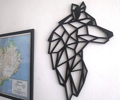 Fotodekora Cabeza de Lobo Escultura de Lineas Negras para Colgar en Pared |...
