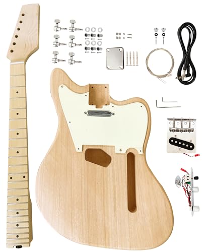 Electric Guitarr Kit,Mahogany Body and Maple Neck,Maple Fretboard,Uncut DIY Guitarr Kit Diy Build Your Own,Electric Guitarrs Unfinished