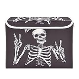 SEHANY Halloween Skeleton Storage Baskets with Lids, Foldable Storage Bin Organizer Fabric Closet Storage Boxes for Clothes Blanket Office Nursery, 16.5x12.6x11.8in