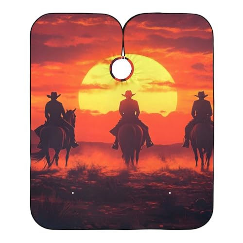 Hezely Cowboys Riding Horses Hair Dye Cape, Barber Cape for Adults,Waterproof Salon Cape,Waterproof Hairdressing Styling Hair Cutting, 65