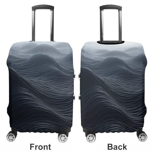 Deep Black Waves Luggage Cover Dustproof Suitcase Cover Elastic Washable Travel Luggage Protector Suitcase Protector Stretch Baggage Protector for 19-32 Inch Luggage XL3