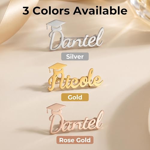 Image of Custom Name Lapel Pin Personalized Script Brooch for Women Men, Customizable Name Badge Elegant Cursive Letter Pin, Minimalist Jewelry Gift for Wedding Birthday Anniversary
