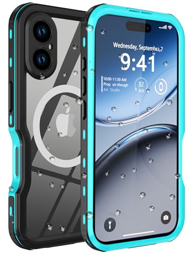 Comboproof for iPhone 16 Case Waterproof [Shockproof] [Dustproof] [IP68 Waterproof] Full-Body Hard Case Built-in [Lens Screen Protection] for Diving Case (Teal for iPhone 16 6.1in)