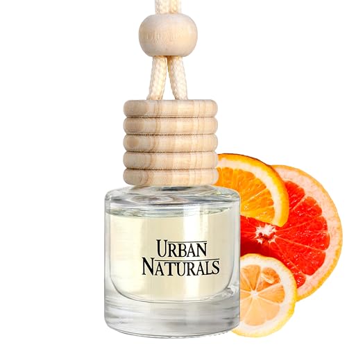 Urban Naturals Car Air Freshener Diffuser 1 Pack - Citrus Bliss Scent, 45+ Days Long Lasting Fragrance, Made in USA, Glass & Wood, Hanging Design + Vent Cip, Easy to Use
