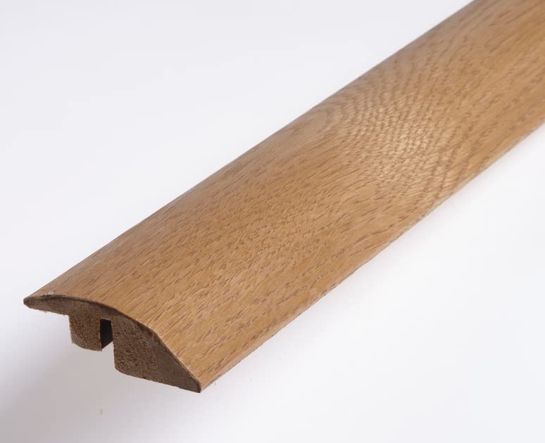 Adjustable 14mm to 18mm Ramp Reducer Threshold Door Bar for Solid & Engineered Wood Flooring (Smoked Oak)