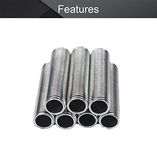 Image of Othmro 10Pcs Zinc Plated Lamp Pipe Nipple, M10 Thread 40mm Length 1mm Pitch Hollow Lamps Repair Part Hardware for Lamp Lights, Zinc Plated Silver Tone All Threaded