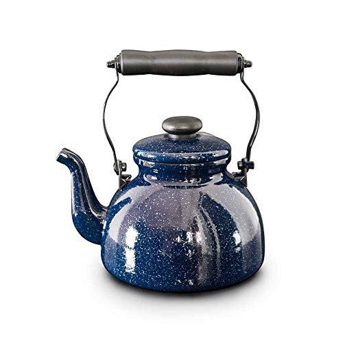 2L Teekannen Star Touch Emaille Gaskessel Soft Touch Schwarz Easy Grip Griff Für Induktionskochfelder Gas B.