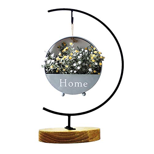 Archi G-Shaped Ornament Display Stand Iron Pothook Stand For Hanging Glass Terrarium/Picture With Wood Base (Iron Stand With Wood Base) #TOP3