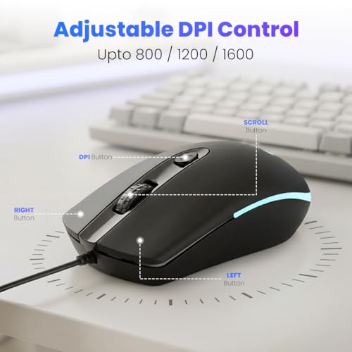 Image of LAPCARE Rapido II Wired Gaming Keyboard & Mouse Combo with Rainbow LED Backlit, 104 Laser Printed Keys, 1600 DPI Gaming Mouse, USB Plug & Play, Windows Compatible