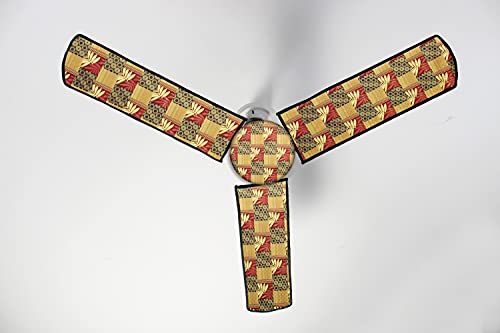 Image of Stylista Waterproof & Dustproof Three Blade Ceiling Fan Cover with attachable Enclosure Set of 4 Fan Covers Symmetric Pattern Grey