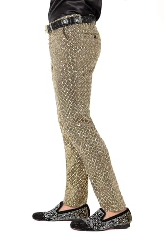 Barabas Men's Sequin Diamond Design Shiny Chino Pants 2CP30993