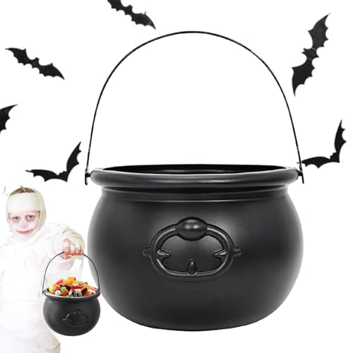 Maceta De Caramelos De Bruja De Halloween - Macetas De Caramelos De Halloween De Bruja Negra | Tarro De Bruja Con Cubo De Caramelo De Bruja De Halloween | Olla De Caldero De Halloween Con Diseño Espel