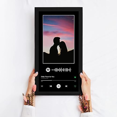 Image of Ritwika's Personalized Desk Photo Frame With Customizable Spotify Song And Photo Of Your Choice | Plaque For Your Loved Ones (Black Background - Wall Spotify 7.5 x 13.5 Inch)