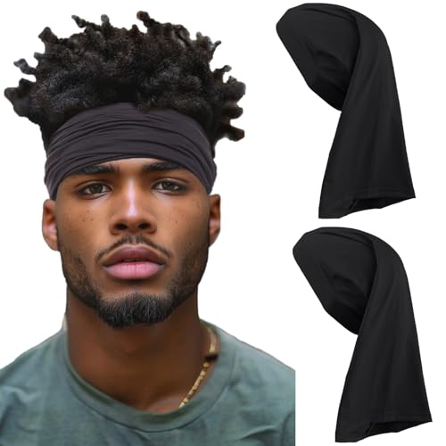 2 diademas elásticas unisex para el pelo largo (color negro)