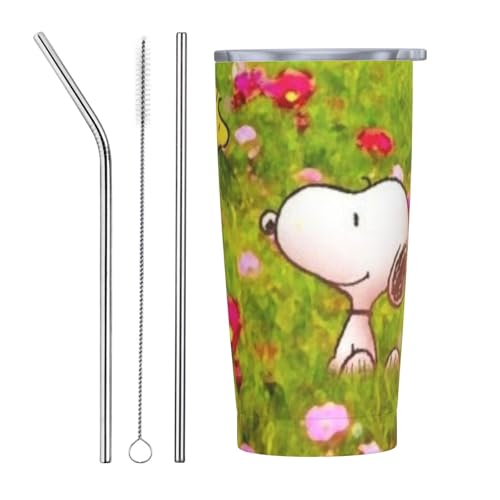 スヌーピー アニメ ストロー&ストローブラシ付き マグカップ コーヒーカップ 600ml コンビニカップ タンブラー ステンレス製 保冷 保温 車用 蓋付き 持ち運び 水筒 大容量 直飲み キャラクター 人気 プレゼント