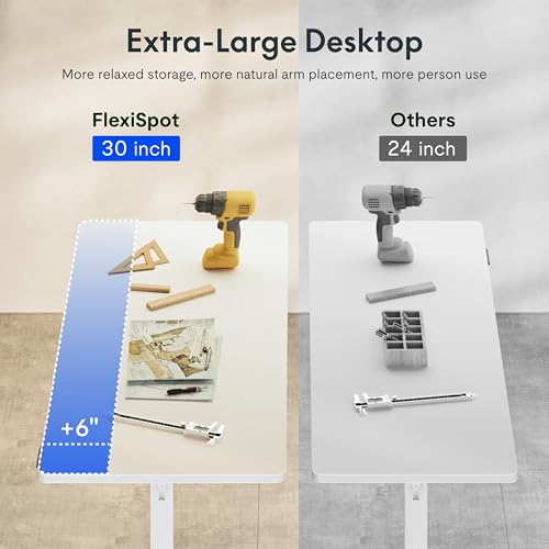 FLEXISPOT Electric Adjustable Workbench, 48x30 Inches Ergonomic Worktable for Garage, Workshop, Office and Home, Spacious Desktop for Woodworking Sewing and Crafts, White, 2 Packages - image 4