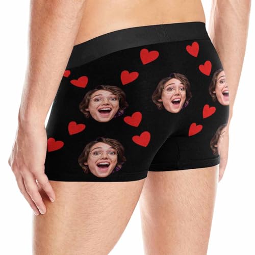 LOSARON Custom Face Mens Boxer Briefs Mine Red Heart Pattern Personalized Underwear with Photo Picture for Boyfriend Husband3