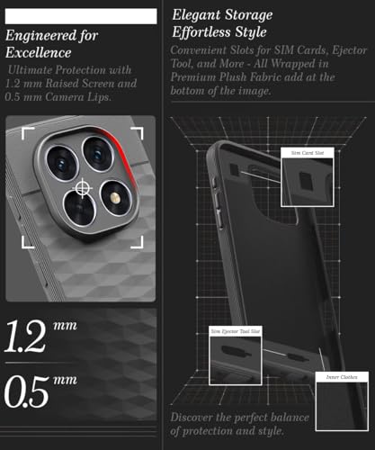 Image of WOW IMAGINE Back Cover for Redmi Note 14 Pro 5G | Poco X7 5G with Hexa Cube Design | Ultra Slim Soft Rubberised Case | Inner Velvet Fabric | Silicone Flexible Mobile Case | Camera Protection - Grey