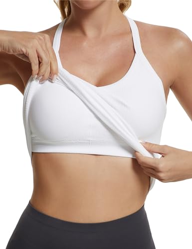 Image of MathCat Seamless Workout Tank Tops with Built in Bra,Racerback Athletic Tank Tops Ribbed Soft Yoga Shirts XS-XL
