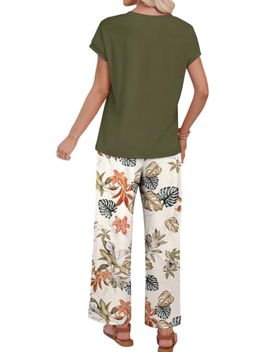 Image of WIHOLL Two Piece Sets for Women Summer Spring Outfits Lounge Sets Beach Vacation Clothes Airport Travel Matching Clothing