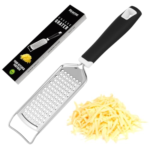 Comparison: Best Handheld Cheese Grater 10 Handheld Cheese Grater & Cheese Shredder – Stainless Steel, Rust-Proof, Non-Slip Handle, Durable Flat Grater for Parmesan, Chocolate, Spices, Vegetables & More – Multi-Purpose & Easy to Clean.