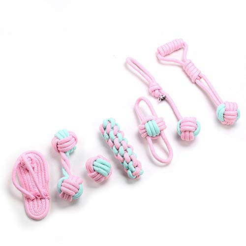 Puppy Toys for Small Dogs, 7 Pack Dog Toy, Cute Durable Chew Ropes, 100% Natural Cotton Teething Toys for Pups, Non-Toxic and Safe