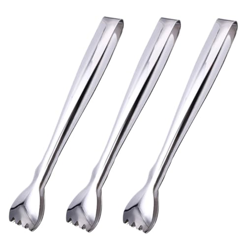 CIYODO Sturdy Stainless Steel Hot Towel Clip Ice Cube Tongs Set for Cocktails Tea Daily Use